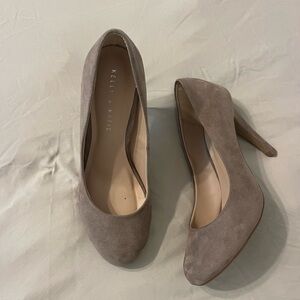Taupe suede heels